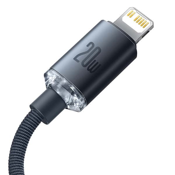 Baseus Crystal USB-C - Lightning -kaapeli, 20W, PD, 1.2m (musta)