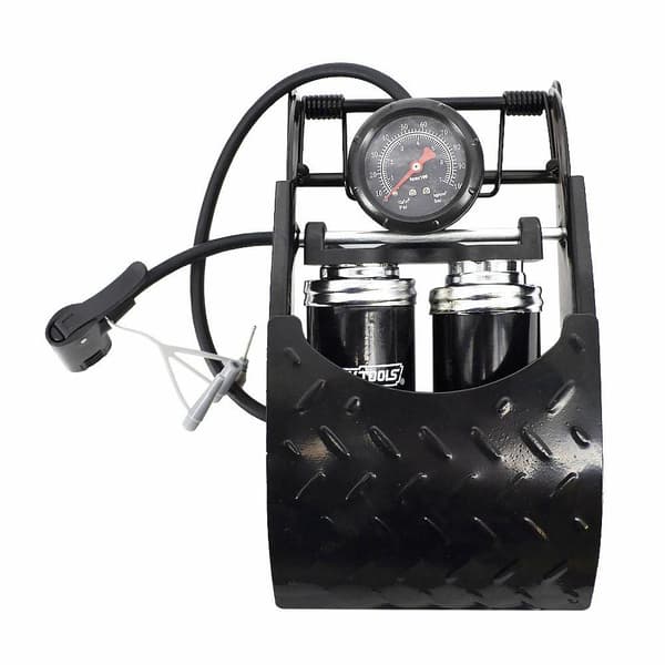 AWTOOLS DUBBELKOLV FOTPUMP MED MANOMETER