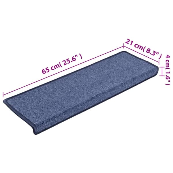 vidaXL Trappmattor 15 st 65x21x4 cm blå rektangulära kanter