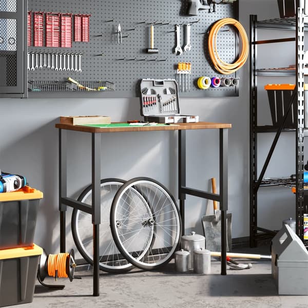 vidaXL arbejdsbord mørkebrunt 100x60x(71,5-98) cm egetræ