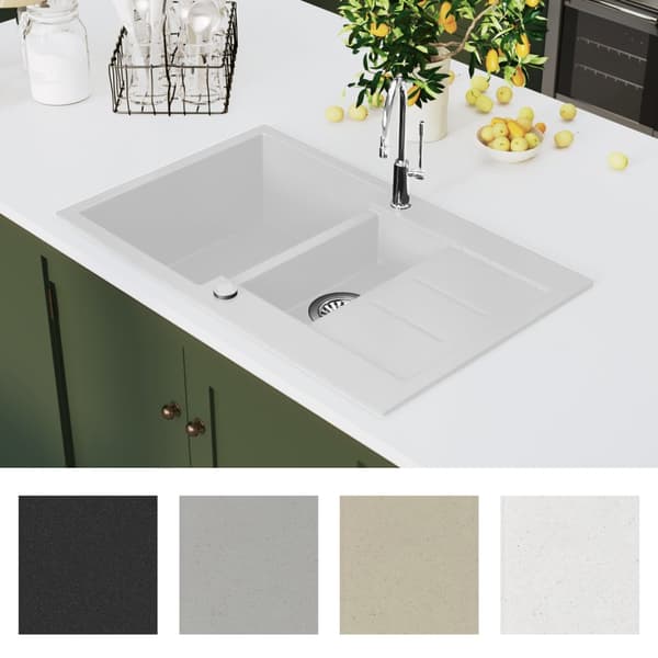 vidaXL Granit Dubbel Handfat, Vit