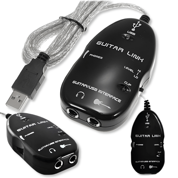 Guitarinterface til USB for PC med JACK 6,3 mm, GUITAR 6,3 adapter