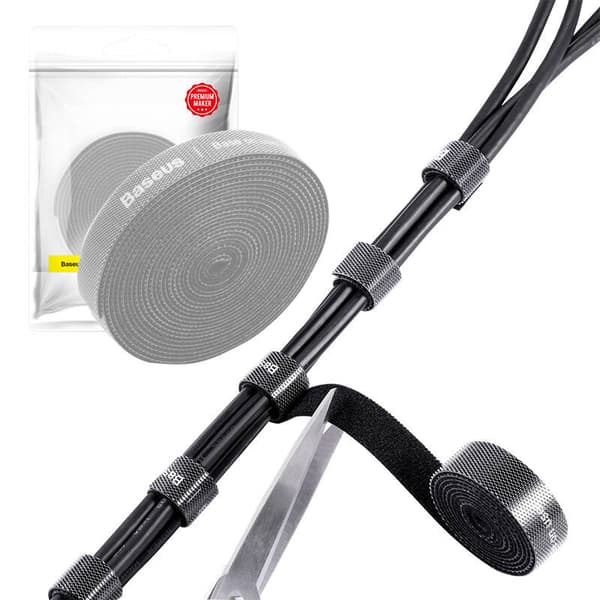 Baseus Rainbow Circle Velcro-stropper 3m Kabelorganisator (Grå)