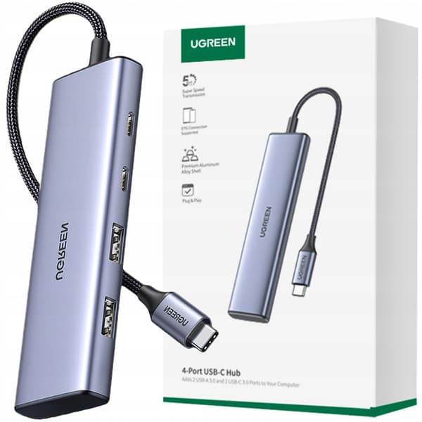 HUB USB-C - 2 x USB-A / 2 x USB-C 20 cm Ugreen CM473 - grå