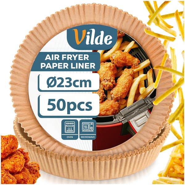 Papirindlæg til luftfritter rundt 23 cm 50 stk.