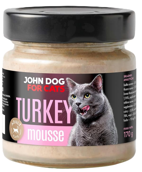 John Dog för katter | Våtfoder för katter | Burk 170g - Kalkonmousse 170g