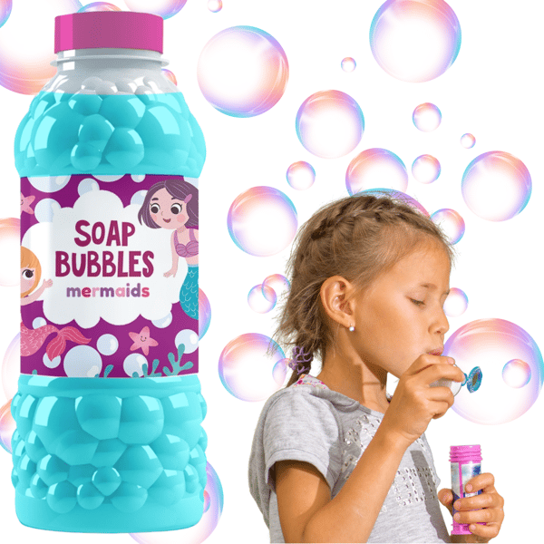Sjöjungfrusåpbubblertillverkare flaskset för barn 450 ml