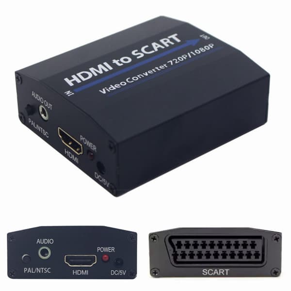 Konverter for billede og lyd HDMI til SCART + 3,5 mm jack adapter