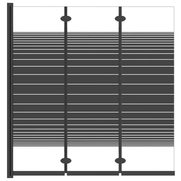 vidaXL foldbar badekarsskærm, 3 paneler, 130x130 cm, ESG, sort
