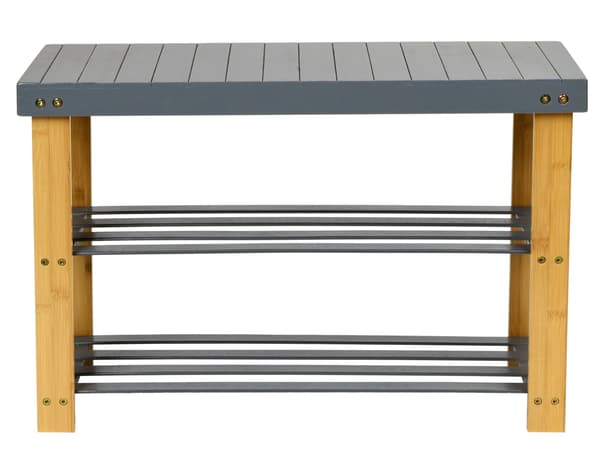 MILOS kenkäteline penkki hyllyillä - harmaa