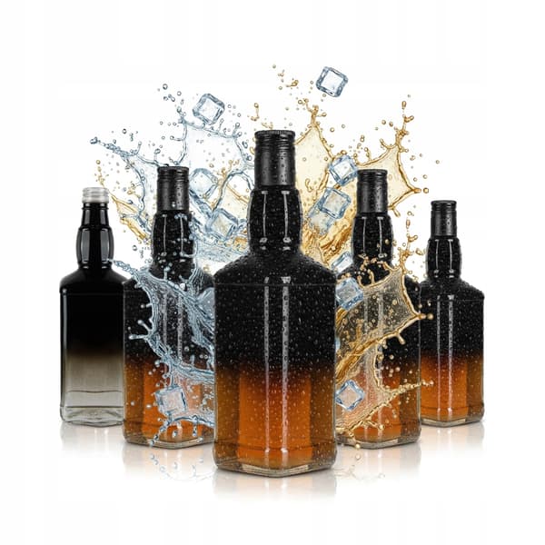 5x Daniel Glasflaskor 500ml Ombre Black 0,5L för Whisky Vodka Likör