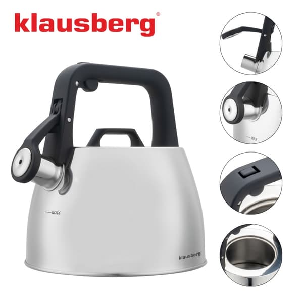 STÅLKEDEL MED FLØJTE 2,5L KLAUSBERG KB-7914
