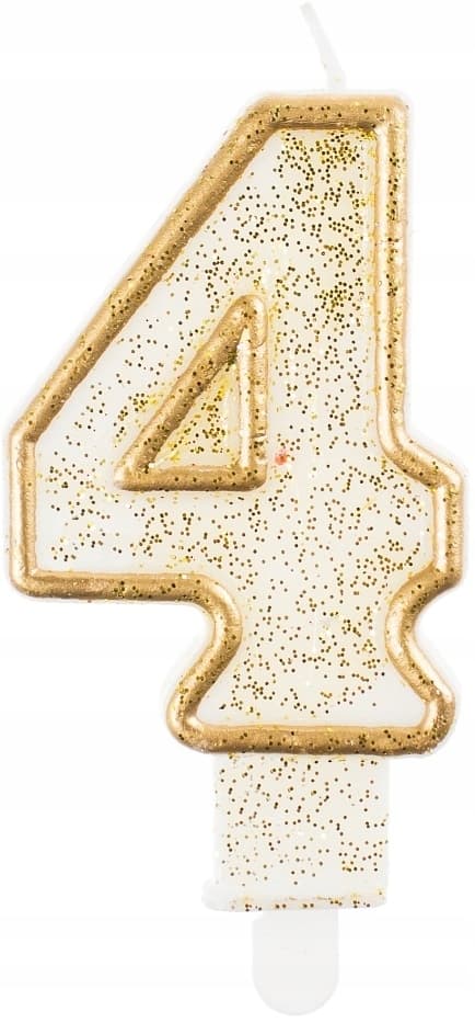 B&C ljus nummer "4", guldfärgad kontur, 1-pack