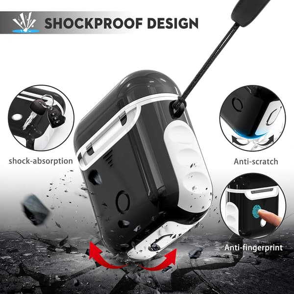 HÅRDT SILIKONEETUIS TIL AIRPODS 1/2 HVID SORT