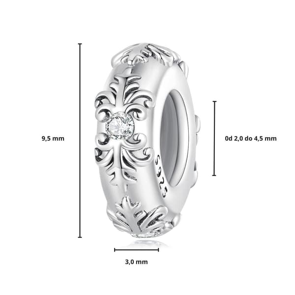 Lövdekorerad propp till berlockarmband, silver 925