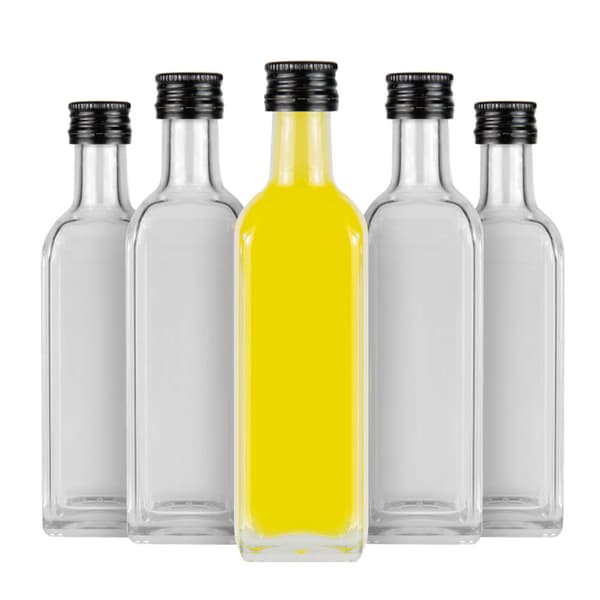 100x Marasca-glasflaskor 60 ml för olivolja, likör, vin, alkohol, present