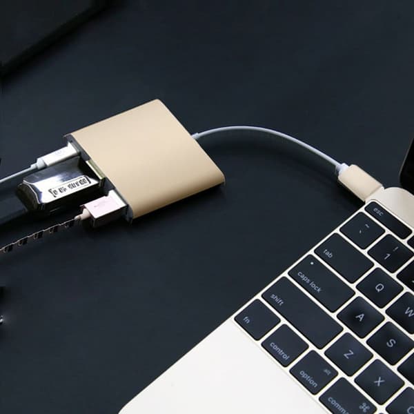 USB 3.1 USB-C til USB 3.0 / VGA / USB-C Hub Guld Adapter Konverter