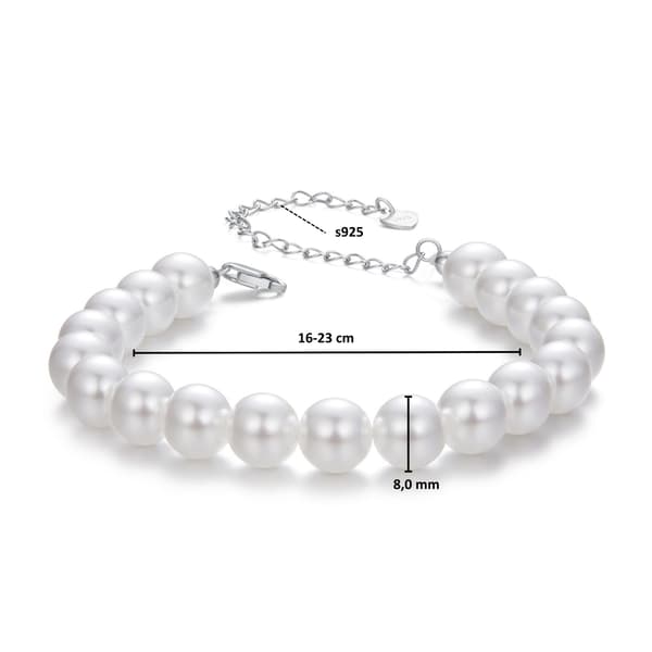 Silverarmband med pärlor, 925 silver, storlek L
