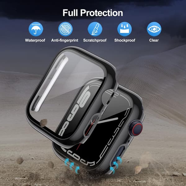 2X ETUI TIL APPLE WATCH 8/7 45MM SORT TRANSPARENT