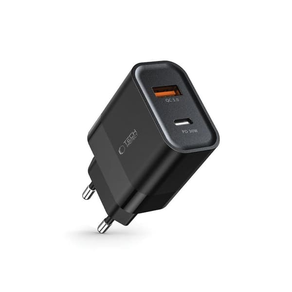 TECH-PROTECT C30W 2-PORT NETVÆRKSOPLADDER PD30W/QC3.0 SORT