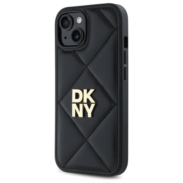 DKNY DKHCP14SPQDSLK iPhone 14 6.1 svart/svart quiltad Stack-logotyp