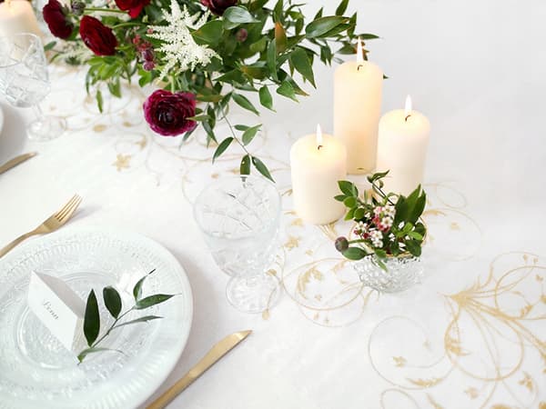 Organza med tryck, creme, 0,36x9m, 1 st