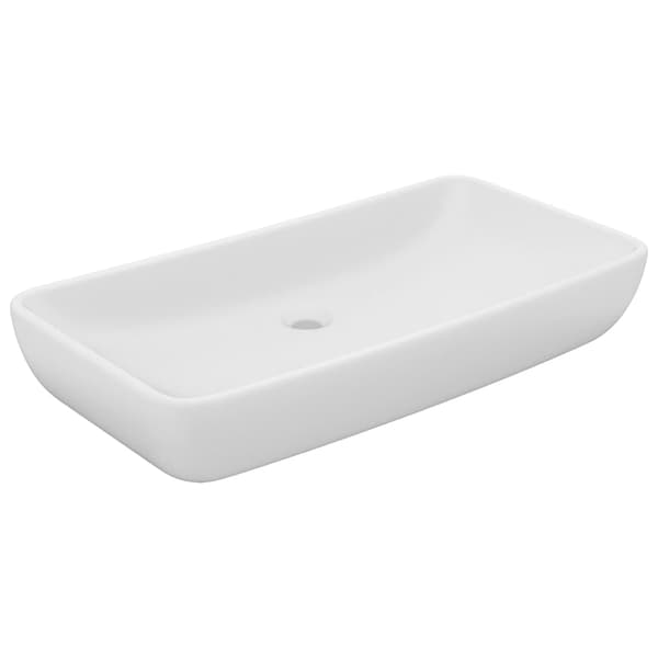 vidaXL rektangulær håndvask mat hvid 71x38 cm keramik