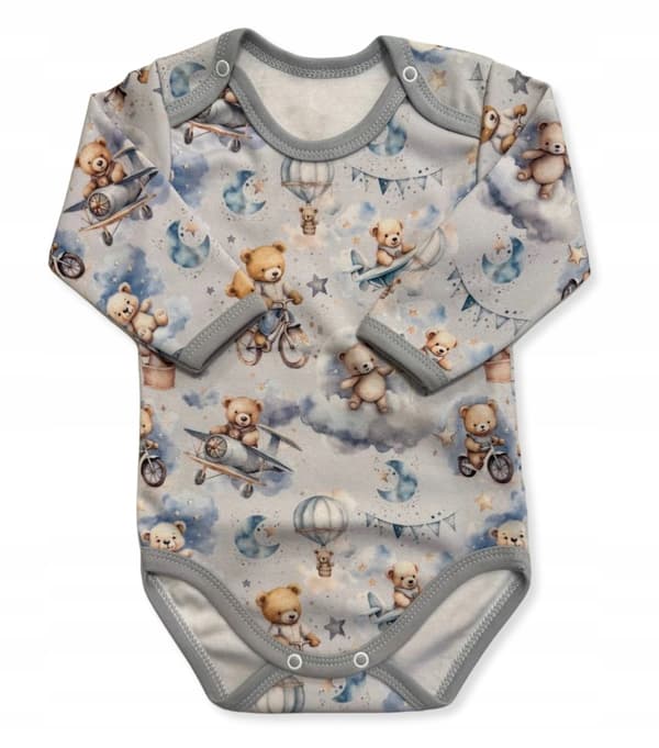 Babysæt til dreng 86 langærmet bodysuit + flyvende bamse shorts
