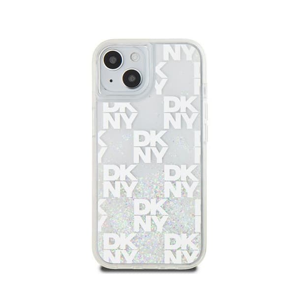 DKNY Liquid Glitter Multilogo - iPhone 15 / 14 / 13 Skal (Vit)