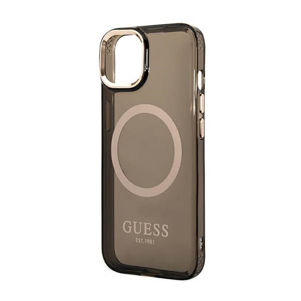 Guess Gold Outline Translucent MagSafe - iPhone 14 Plus cover (sort)