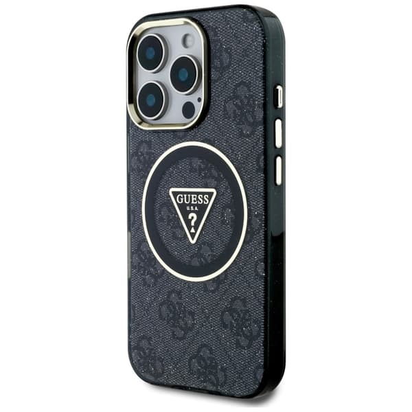 Guess IML Metal Glitter 4G Circle Triangle MagSafe - iPhone 16 Pro cover (sort)