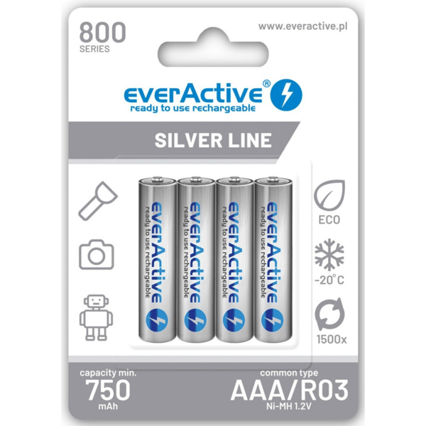 R03 AKU 4BL EVERACTIVE 800 sølvlinje