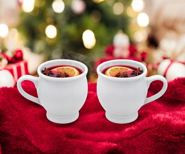 Stengodsmugg 250 ml för glögg, perfekt som present, VIT