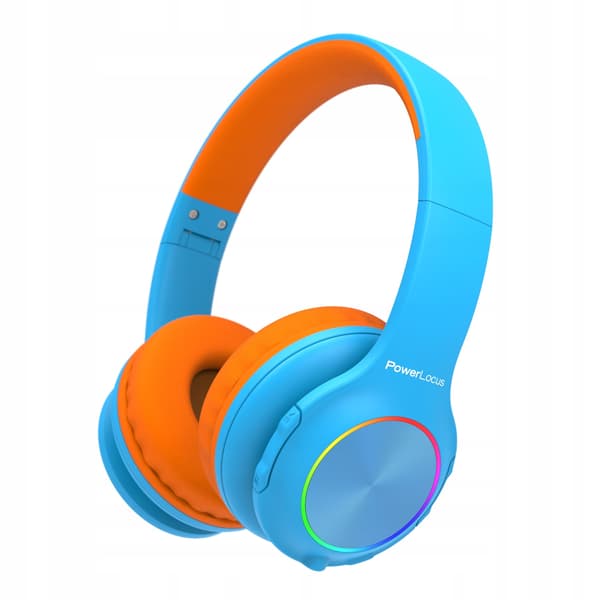 PowerLocus PLED BlåOrange Trådløse Bluetooth-hovedtelefoner TIL BØRN LED
