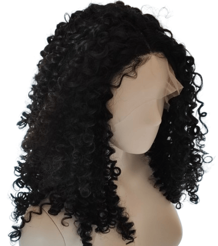 Svart peruk lace front AFROLOKI svarta täta lockar termoresistent