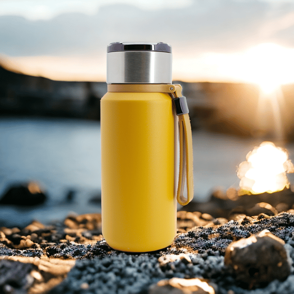 Termokrus i stål, 650 ml, til kaffe, te, vand + si