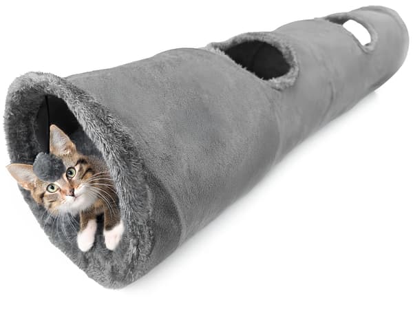 Kattunnel interaktiivinen 2-in-1-lelu SUBWAY 120x25 cm harmaa