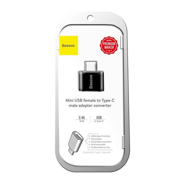 Baseus USB till USB Typ-C-adapter 2.4A (svart)