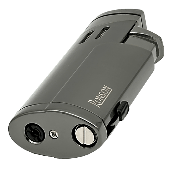 Ronson Cyclon GUN Metal 3 JET Lighter med Cigarpuncher