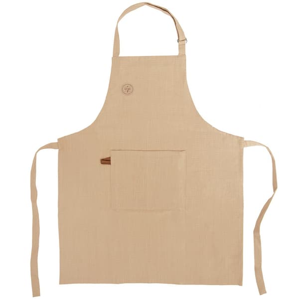 Beige knuten bomullsköksförklädde