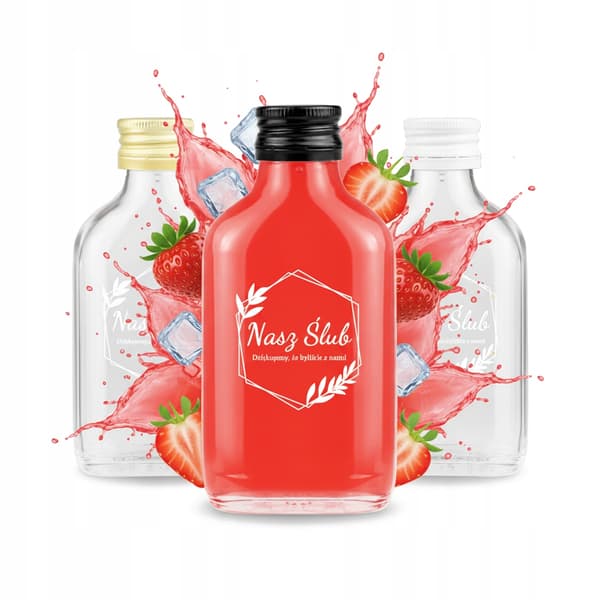 5x 100ml lommelærkeflasker med BRYLLUPS-print
