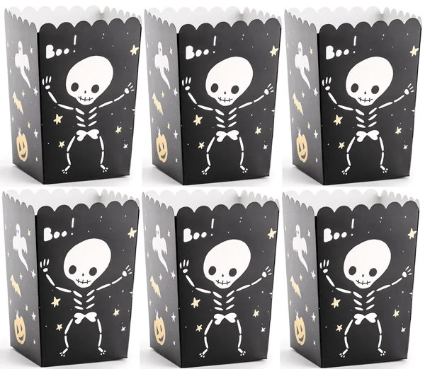 HALLOWEEN Skelet Popcornæsker Spand 6 stk.
