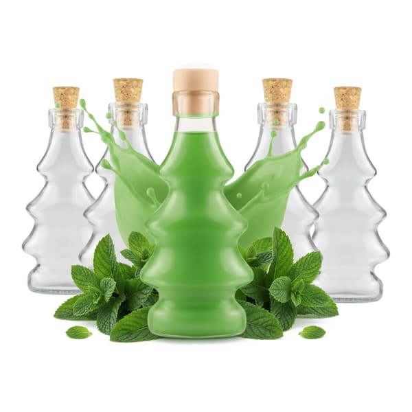 5x JULFLASKA 3D JULGRAN 100ml GLASFLASKOR FÖR VINLIKÖRER
