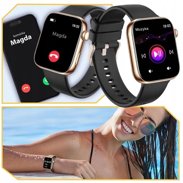 SMARTKLOCKA DAMKLOCKA SAMTALSMENY PL HÄLSA HD AMOLED 1,85" 4 ARMBAND