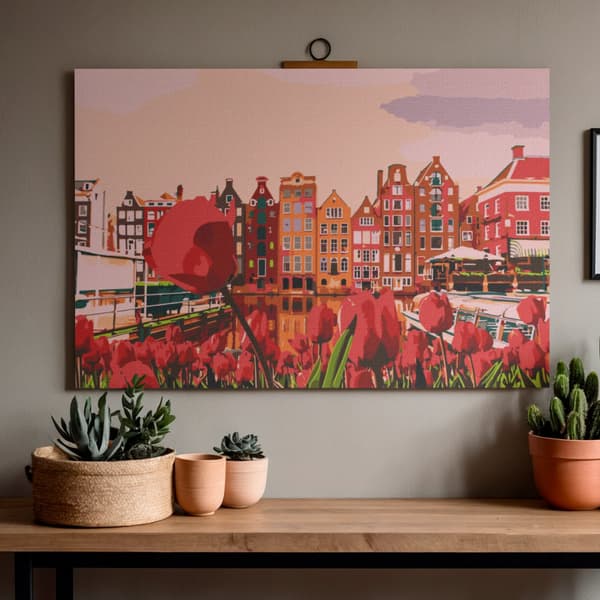 Mal efter tal billede med ramme Amsterdams skønhed 70x50 cm