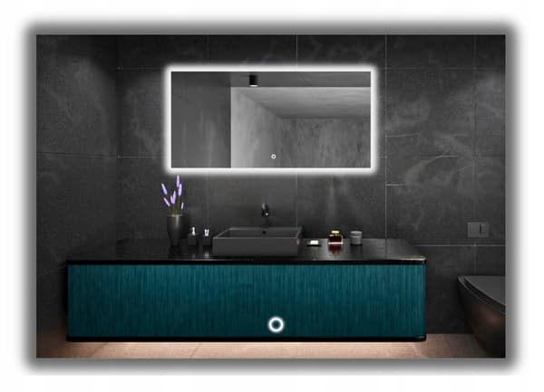 Belyst LED-spegel 75x70 vattentät IP65 med touchswitch