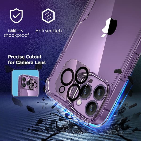 APPLE IPHONE 14 PRO MAX SILIKONE ETUI 2X HÆRDET GLAS KAMERA