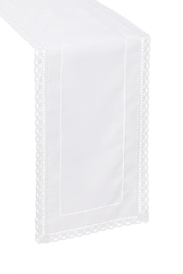 Vit duk med hålsöm och krona 130x160 cm elegant bomull