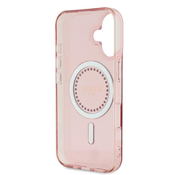 Guess IML Strass MagSafe - iPhone 16-skal (rosa)