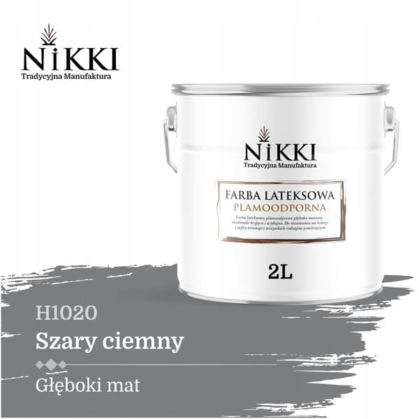 Latexmaling pletresistent farve mørkegrå H1020 2L dyb mat